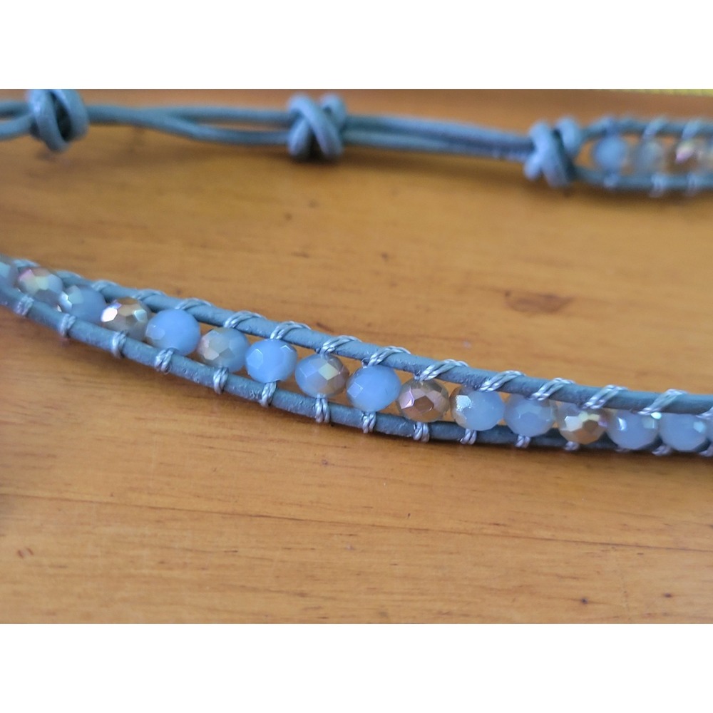 CHRISTINELLE Gray Crystal Wrap Bracelet Necklace NWT w Pouch Boho - Picture 4 of 11